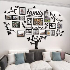 DIY 3D Family Tree Wall Decor Acrylic Photo Frames Collage Living Room Decor
